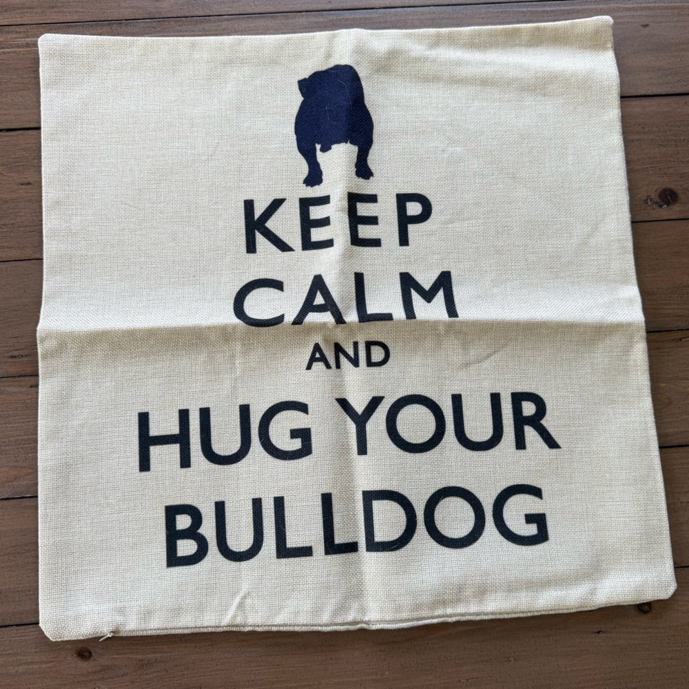 Beige Bulldog Print Pillow Cover
